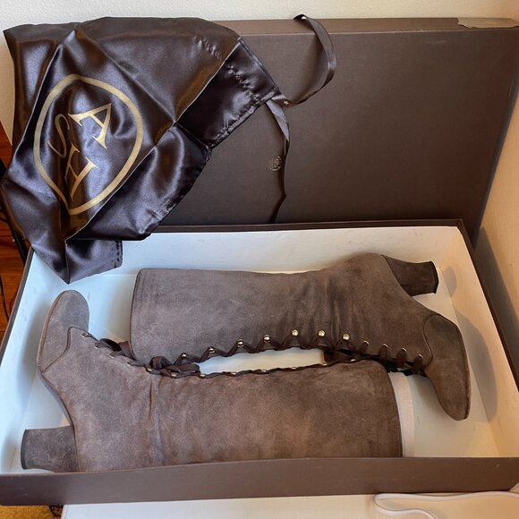 Chie Mihara QUECHU Suede Vintage Lace Up Knee High Rounded Toe Boots 7 - Picture 12 of 15